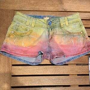 SK Jeans Multicolor Hippie Bohemian Peace Tie-Dye Denim Shorts Women’s Size 40/8